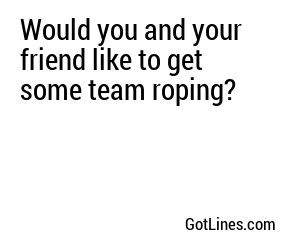 Would you and your friend like to get some team roping?
