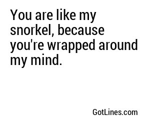 You are like my snorkel, because you're wrapped around my mind.
