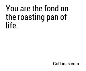 You are the fond on the roasting pan of life.
