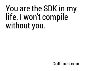 You are the SDK in my life. I won't compile without you.