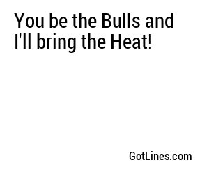 You be the Bulls and I'll bring the Heat!
