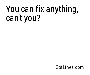 You can fix anything, can't you? 