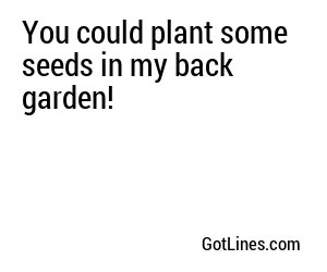 You could plant some seeds in my back garden!

