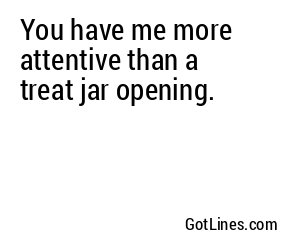 You have me more attentive than a treat jar opening.