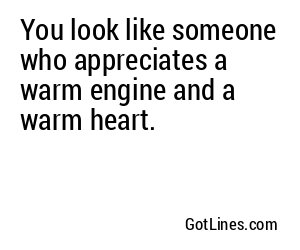 You look like someone who appreciates a warm engine and a warm heart.