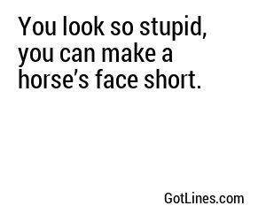 You look so stupid, you can make a horse’s face short.