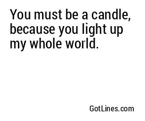 You must be a candle, because you light up my whole world.
