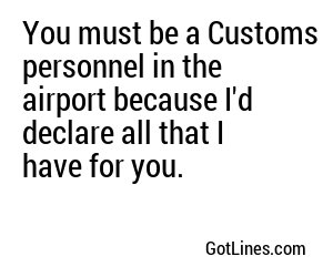You must be a Customs personnel in the airport because I'd declare all that I have for you.
