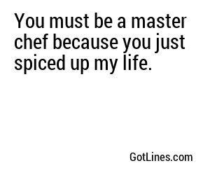 You must be a master chef because you just spiced up my life.
