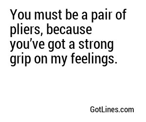 You must be a pair of pliers, because you’ve got a strong grip on my feelings.
