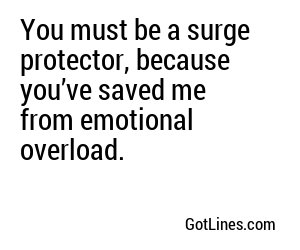 You must be a surge protector, because you’ve saved me from emotional overload.
