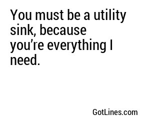 You must be a utility sink, because you’re everything I need.
