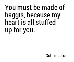 You must be made of haggis, because my heart is all stuffed up for you.
