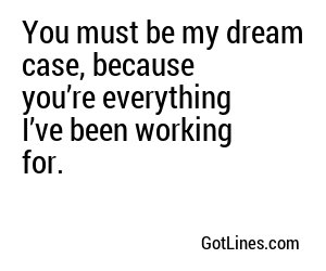 You must be my dream case, because you’re everything I’ve been working for.