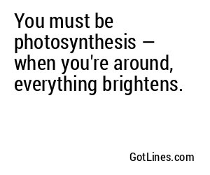 You must be photosynthesis — when you're around, everything brightens.