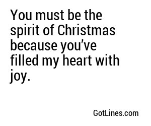 You must be the spirit of Christmas because you’ve filled my heart with joy.