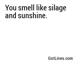 You smell like silage and sunshine.
