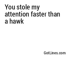 You stole my attention faster than a hawk