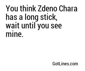 You think Zdeno Chara has a long stick, wait until you see mine.
