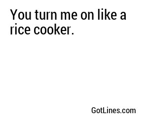 You turn me on like a rice cooker.