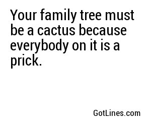Your family tree must be a cactus because everybody on it is a prick.