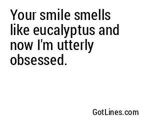 Your smile smells like eucalyptus and now I'm utterly obsessed.
