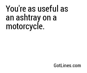 You're as useful as an ashtray on a motorcycle.