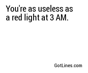 You're as useless as a red light at 3 AM.