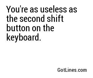 You're as useless as the second shift button on the keyboard.