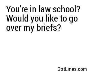 You're in law school? Would you like to go over my briefs?