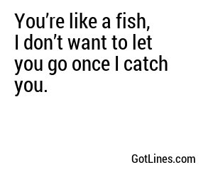 You’re like a fish, I don’t want to let you go once I catch you.
