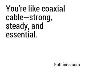 You’re like coaxial cable—strong, steady, and essential.

