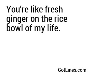You're like fresh ginger on the rice bowl of my life.
