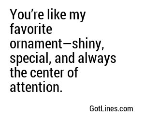 You’re like my favorite ornament—shiny, special, and always the center of attention.