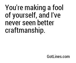 You're making a fool of yourself, and I've never seen better craftmanship.
