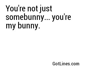 You're not just somebunny... you're my bunny.
