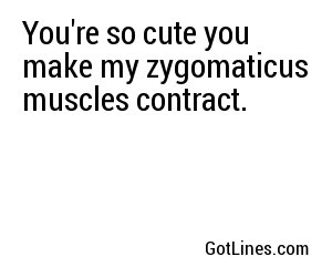 You're so cute you make my zygomaticus muscles contract.