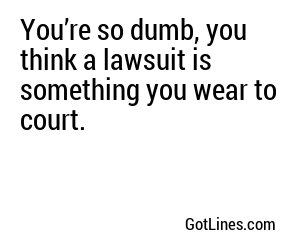You’re so dumb, you think a lawsuit is something you wear to court.
