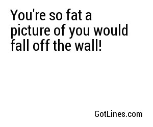 You're so fat a picture of you would fall off the wall!