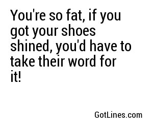 You're so fat, if you got your shoes shined, you'd have to take their word for it!