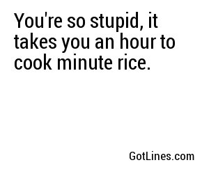 You're so stupid, it takes you an hour to cook minute rice.