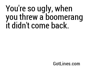 You're so ugly, when you threw a boomerang it didn't come back.