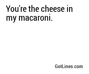 You're the cheese in my macaroni. 