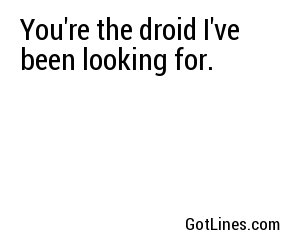 You're the droid I've been looking for.
