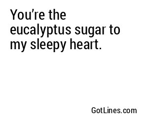 You’re the eucalyptus sugar to my sleepy heart.