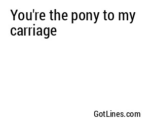 You're the pony to my carriage