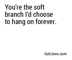 You’re the soft branch I’d choose to hang on forever.