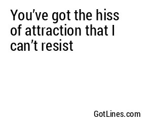 You’ve got the hiss of attraction that I can’t resist