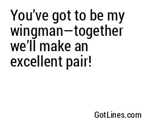 You’ve got to be my wingman—together we’ll make an excellent pair!